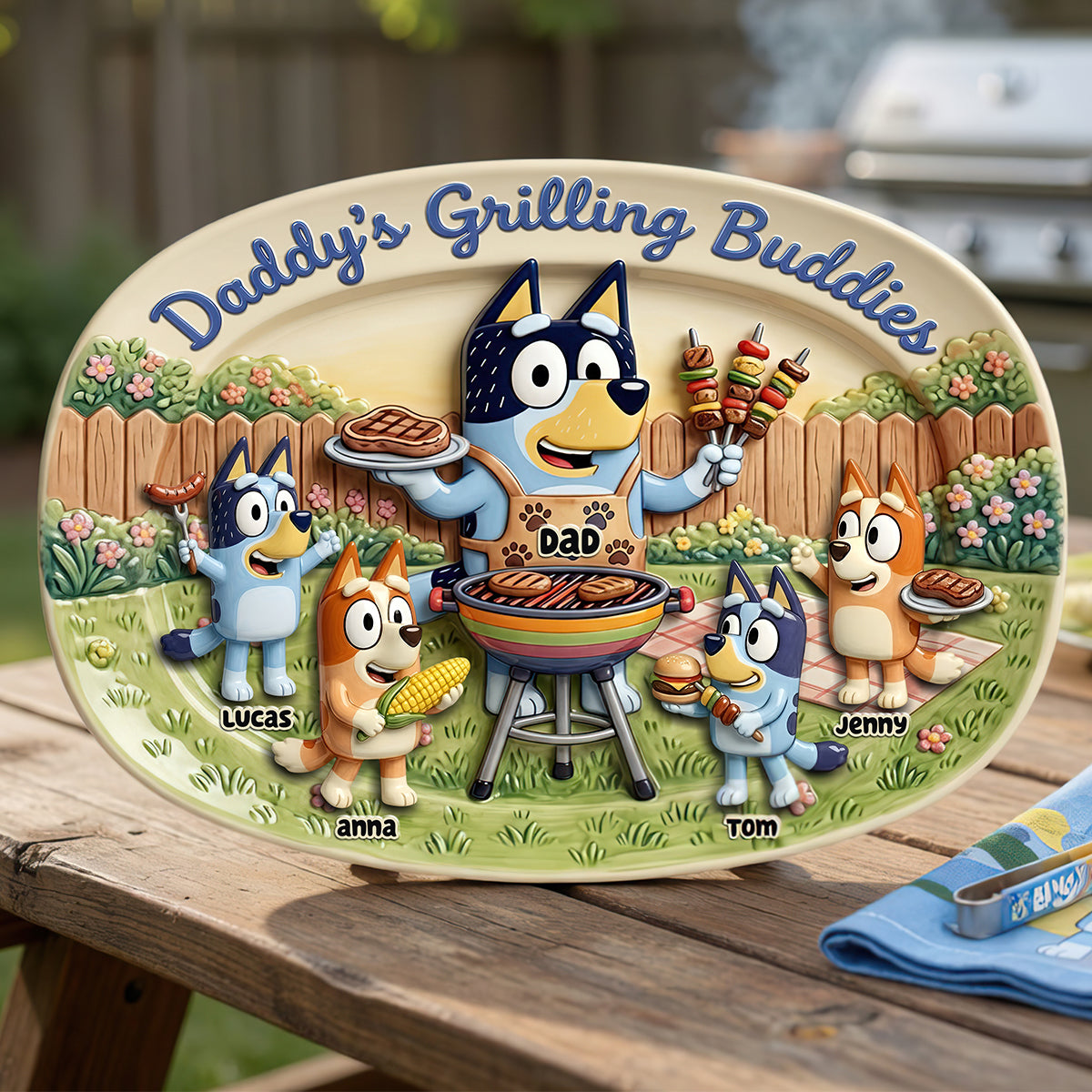 Daddy's Grilling Buddies Plate - Personalized Gifts For Dad 01nadt130526