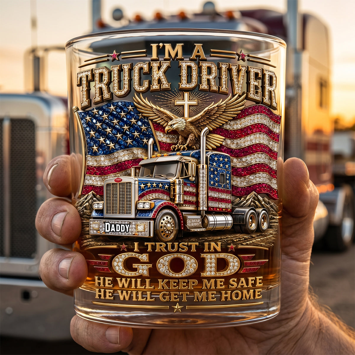 Dad Round Glass - Personalized Father's Day Gifts For Christian Truck Driver 02padh250526
