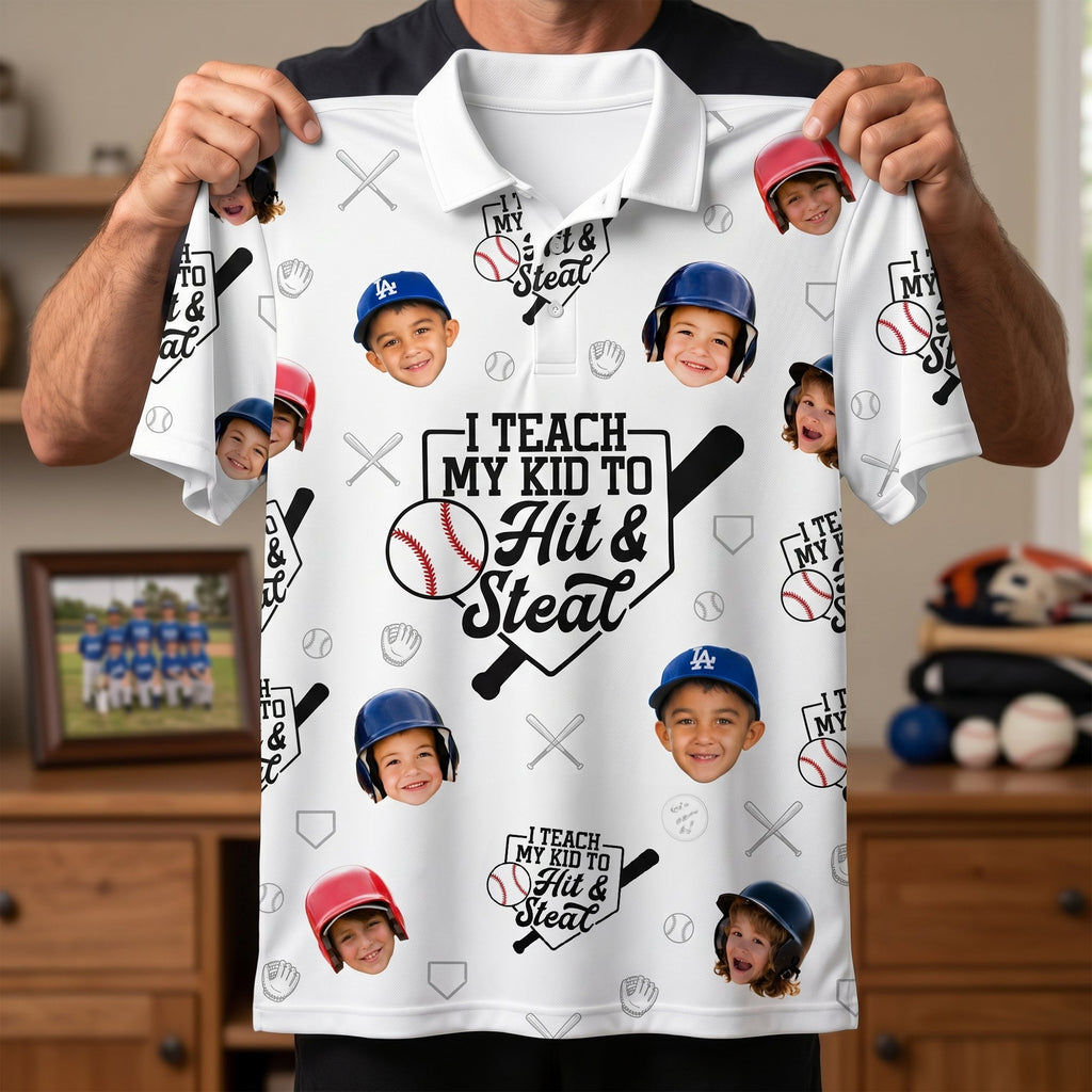 Custom Photo Proud Baseball Dad Polo Shirt, Personalized Gifts For Dads 02qhlu090526