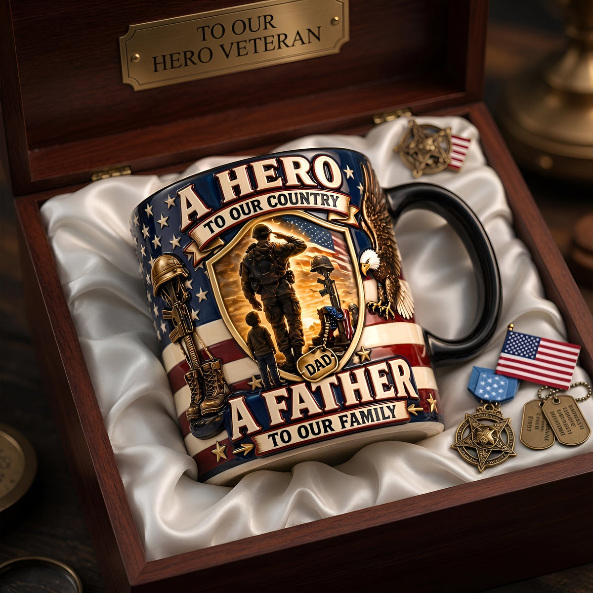 Proud Veteran Dad Black Mug - Gifts For Dads 01palu050526
