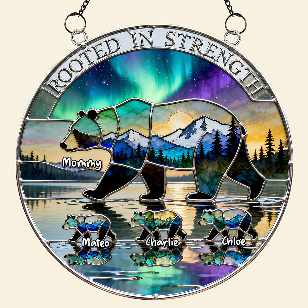 Aurora Bear Mom Tribal Suncatcher - Personalized Gifts For Moms 01QHDT190326