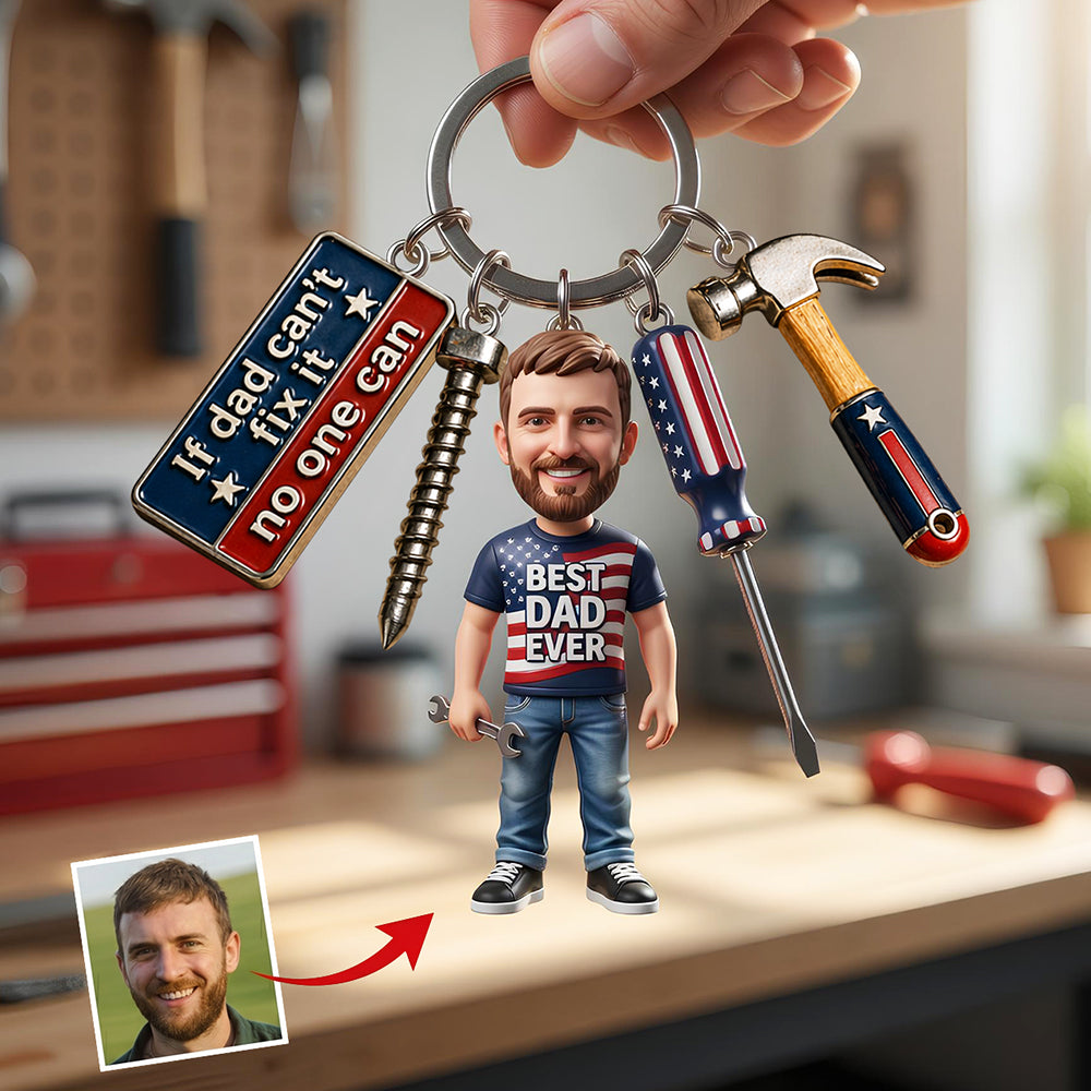 USA Tool Kit Daddy Keychain With Charms Custom Photo Gifts 03PADT020526