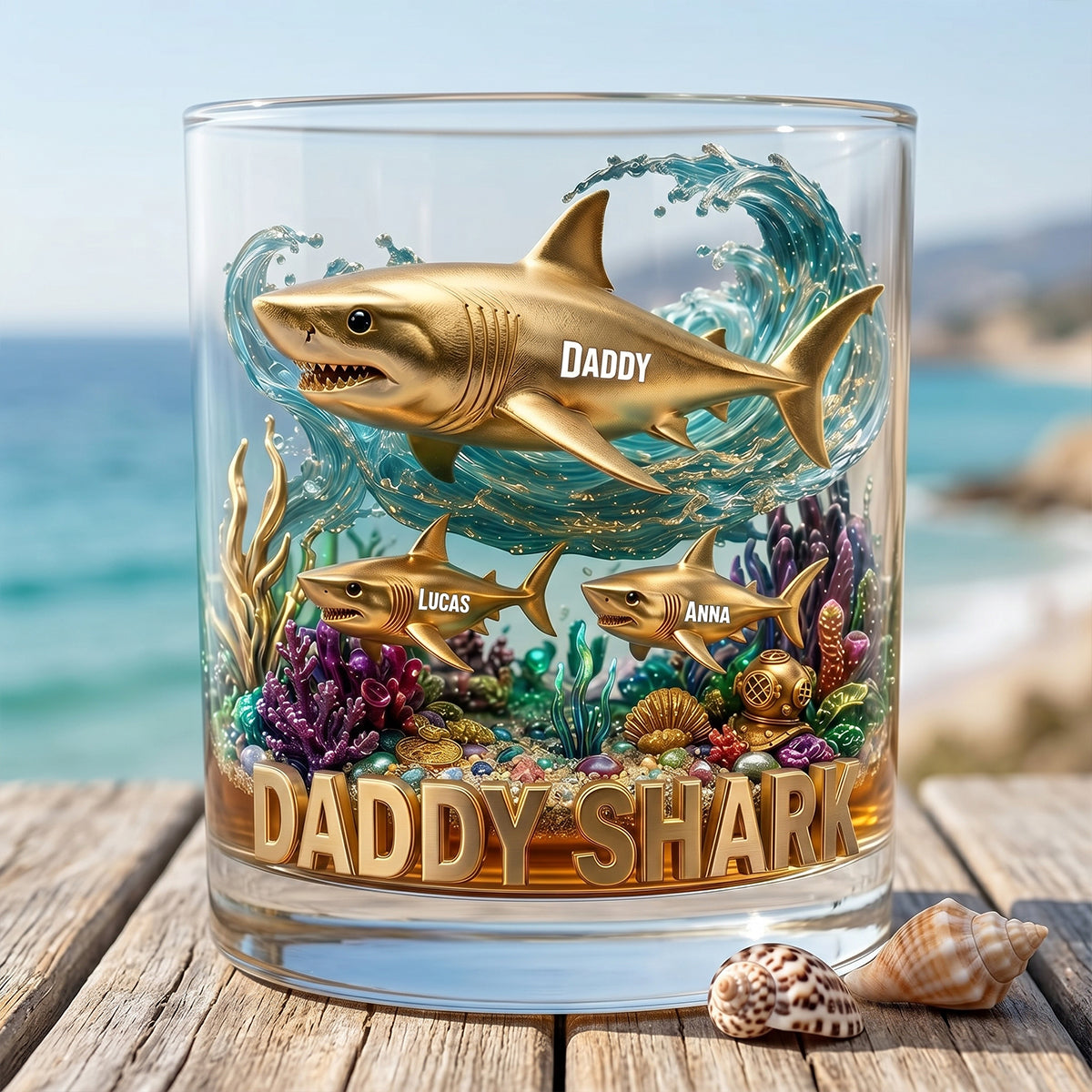Shark Dad Round Glass - Personalized Gifts For Dad 02tytn260526