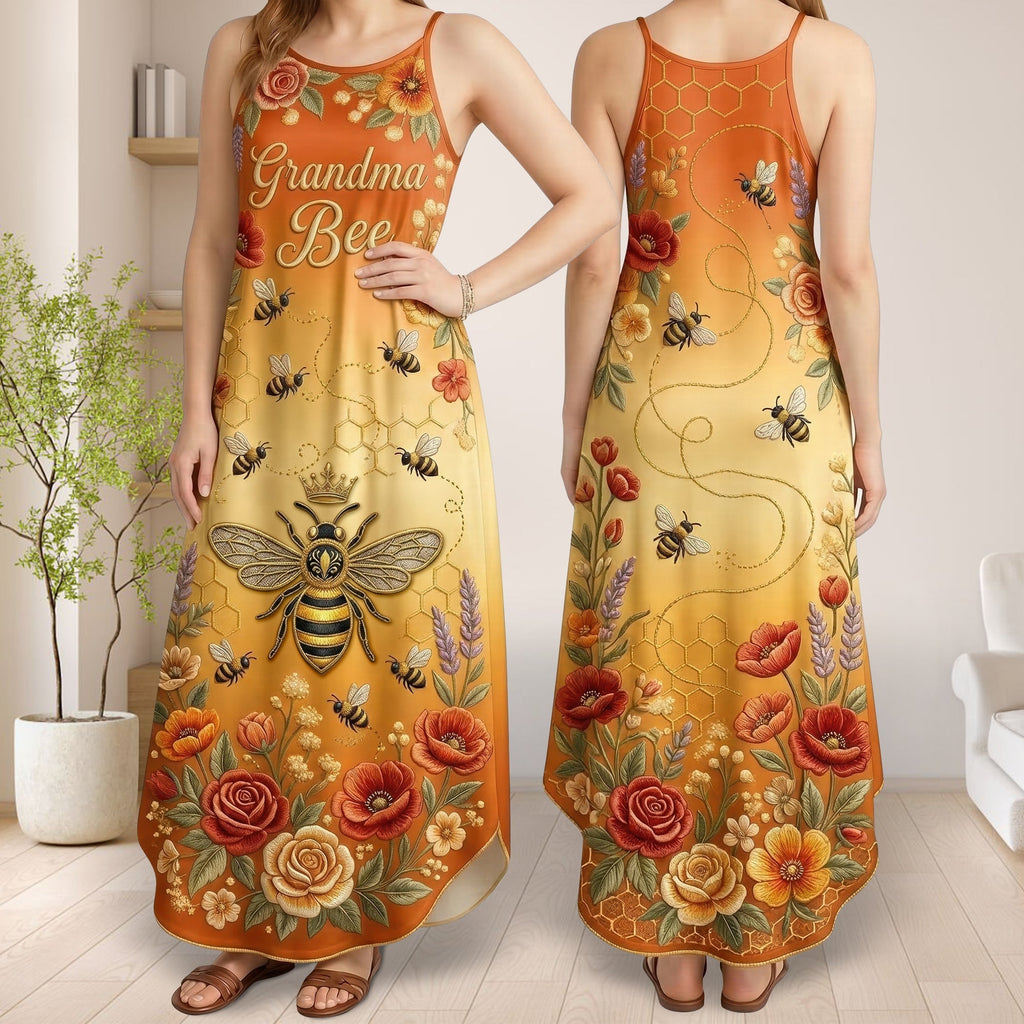 Cute Little Bee Suspender Maxi Dress - Personalized Gift For Grandma/ Mom 01PAQN200326