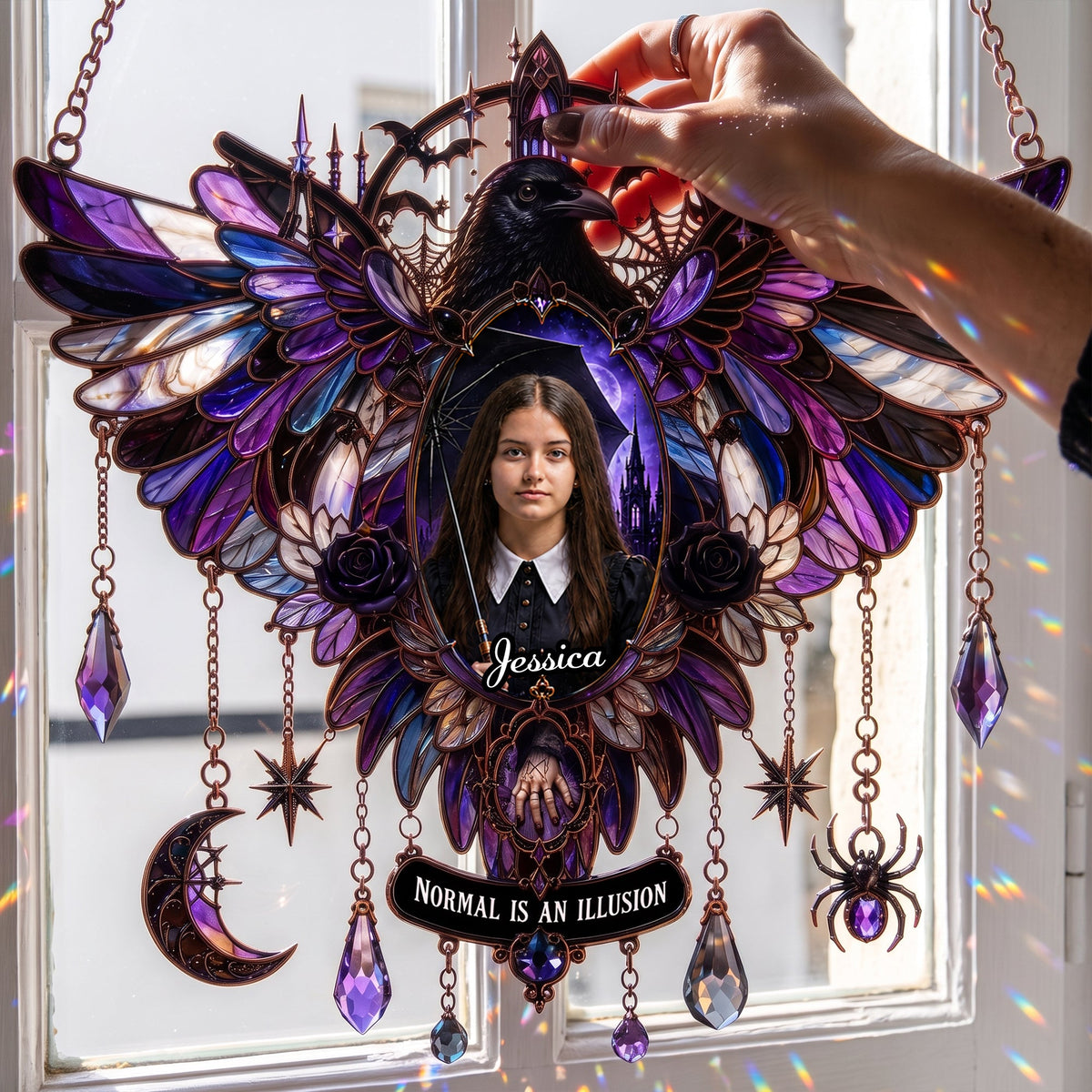 Gothic Window Suncatcher Ornament Custom Photo Gifts for Fantasy Lovers 02HALU160726