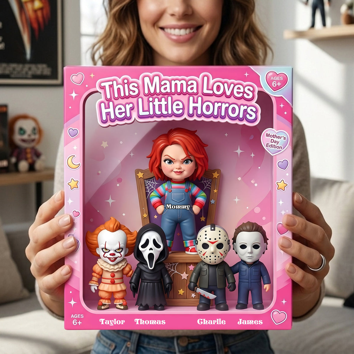 Horror Mom And Kids Acrylic Plaque - Personalized Gifts For Mother's Day Plaque 01NALU040426
