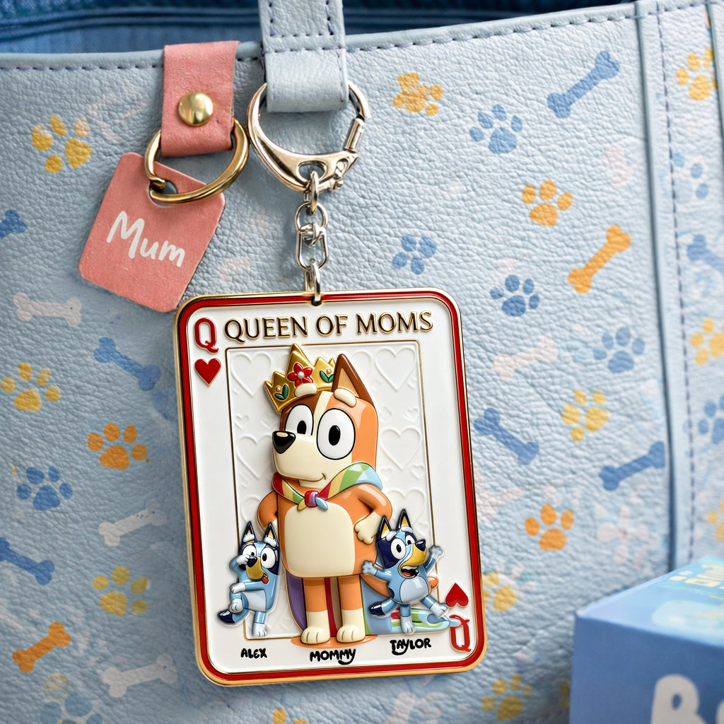 Puppy Card Theme Mom And Kids Keychain - Personalized Gifts For Mother's Day Keychain 03NALU020326