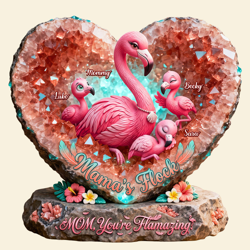 Flamigo Mom And Kids Heart Shape Acrylic Plaque - Personalized Gifts For Mother's Day Plaque 02HUDT030426