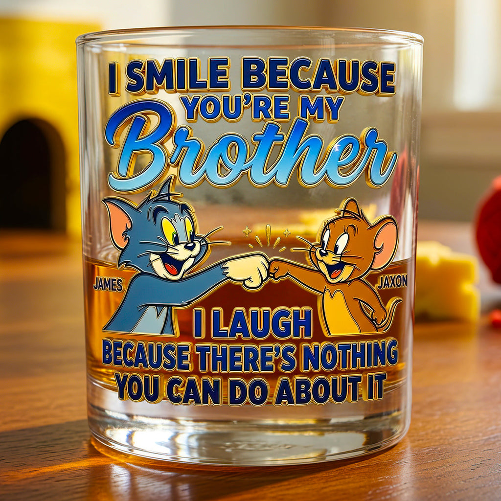 Funny Sibling Round Glass - Personalized Gifts For Brothers 03NADT100626