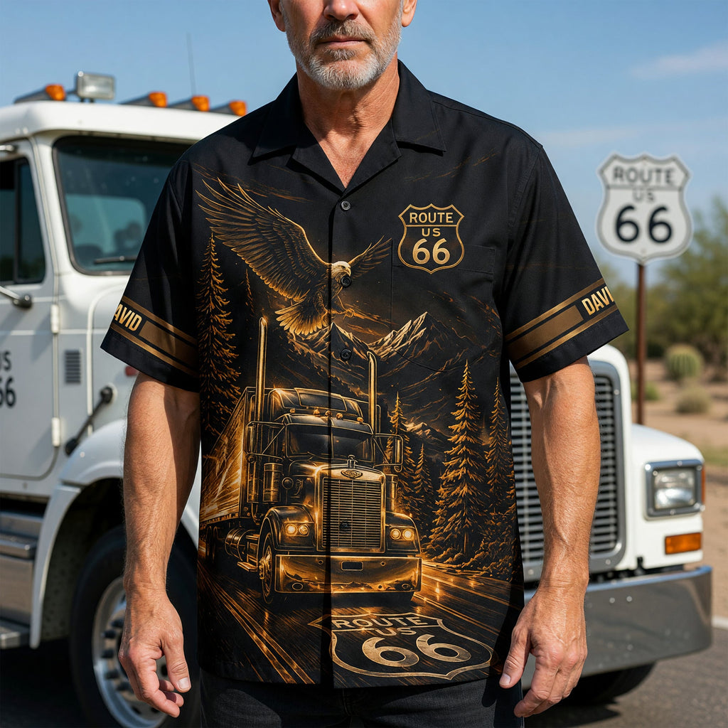 Trucking On Legendary Road Hawaiian shirt - Personalized Gift For Truckers 04qhqn220626