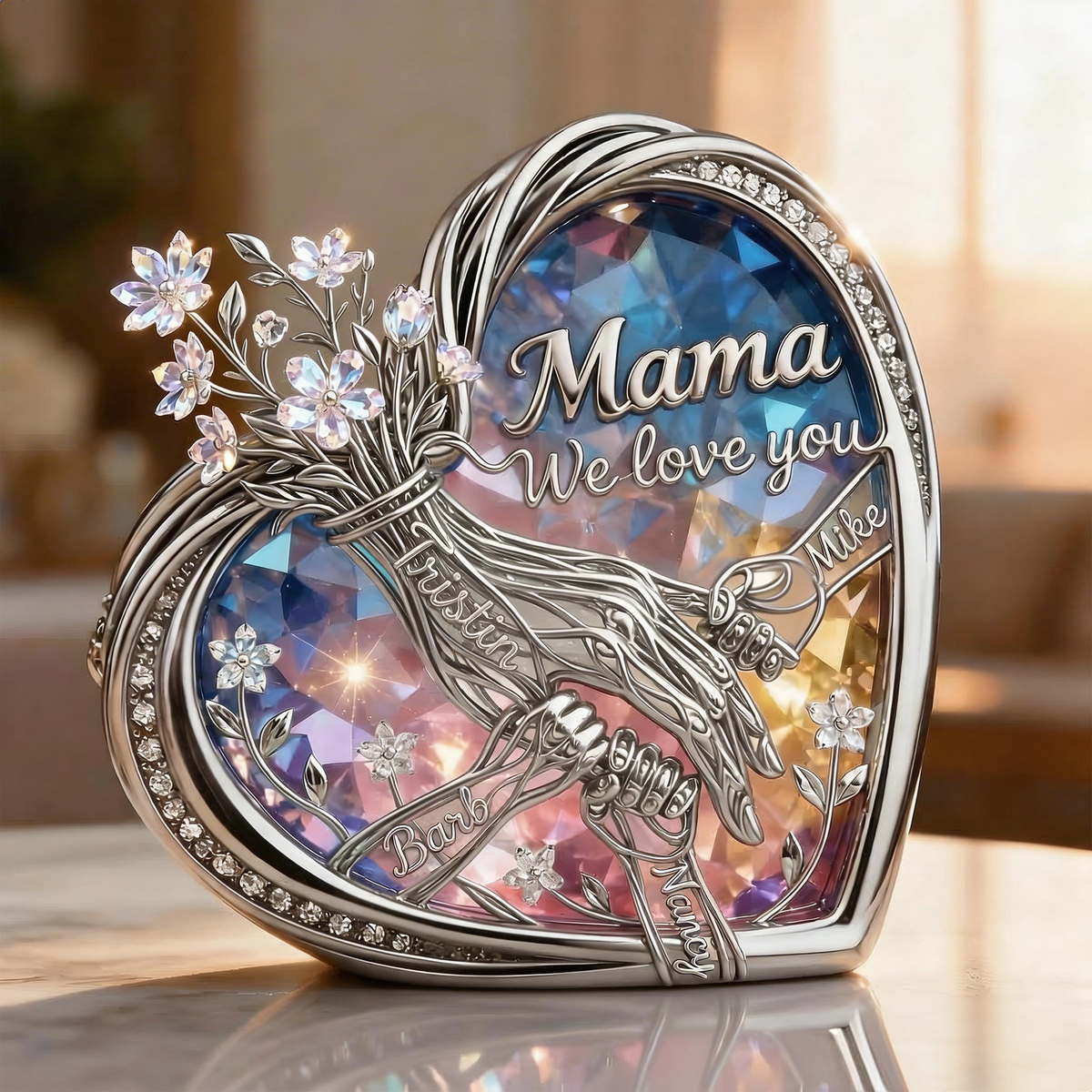 Mom & Children Holding Hands Love Acrylic Plaque - Personalized Gifts For Mom 04qhlu120326