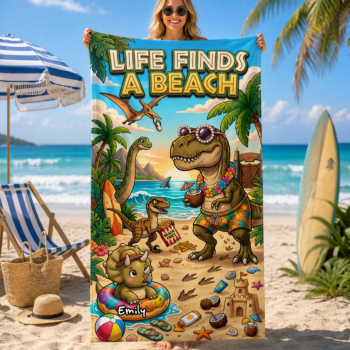 Prehistoric World Beach Towel - Personalized Gifts 04tydh160726