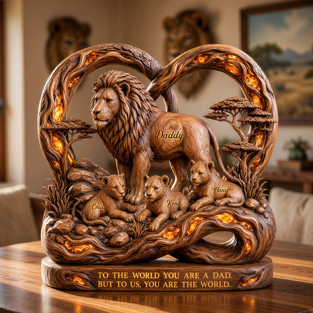 Lion Dad And Kids Acrylic Plaque - Personalized Gifts For Dad 02paqn220526