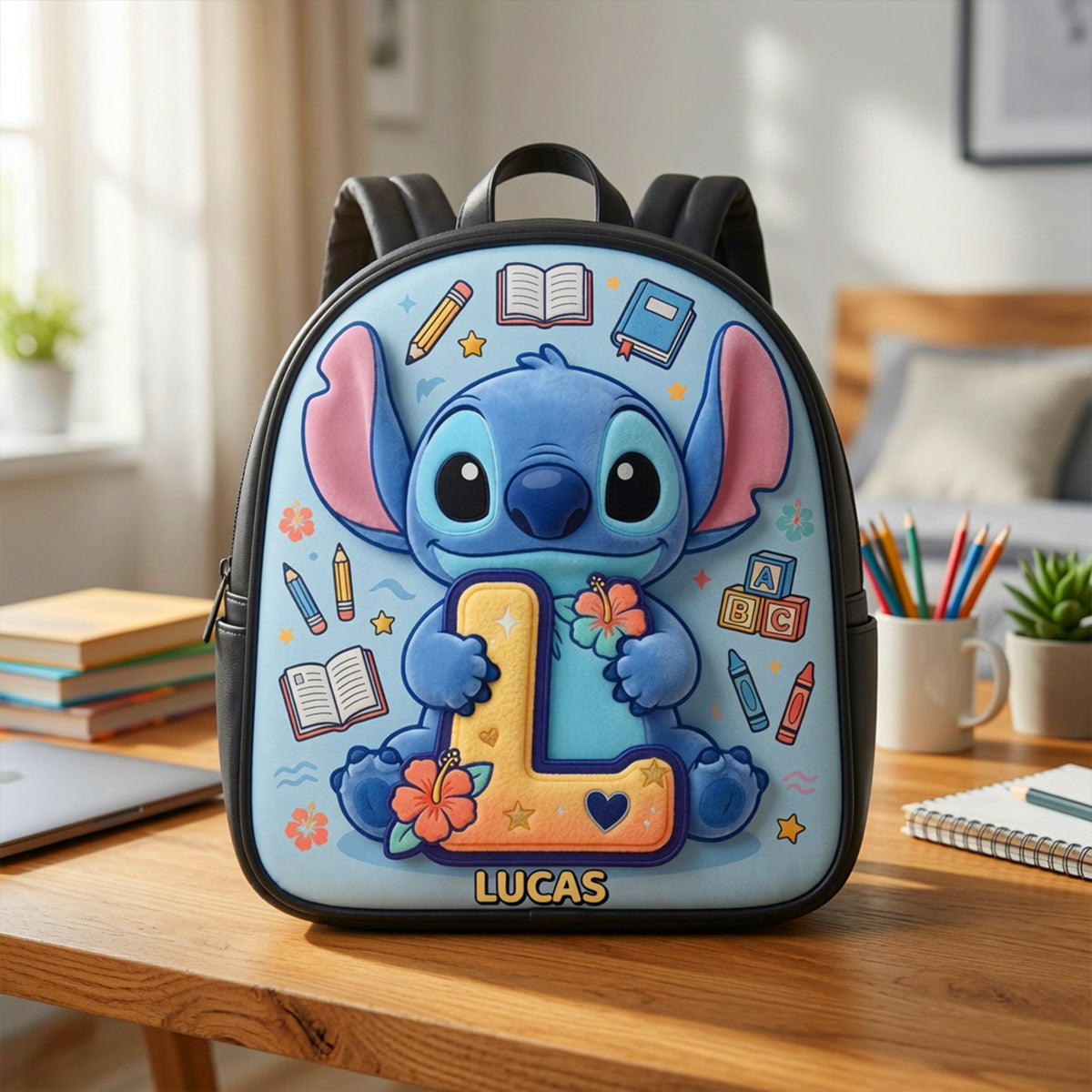 Alphabet Cute Alien Backpack - Personalized Gifts For Kids School Bag 02natn290626