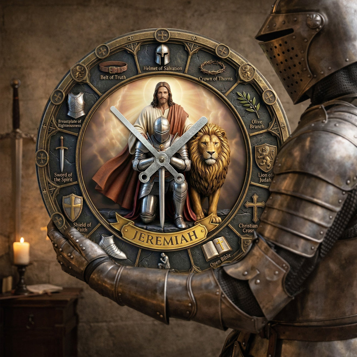 Kneeling Knight Acrylic Hanging Wall Clock - Personalized Gifts For Christian 01hulu060326