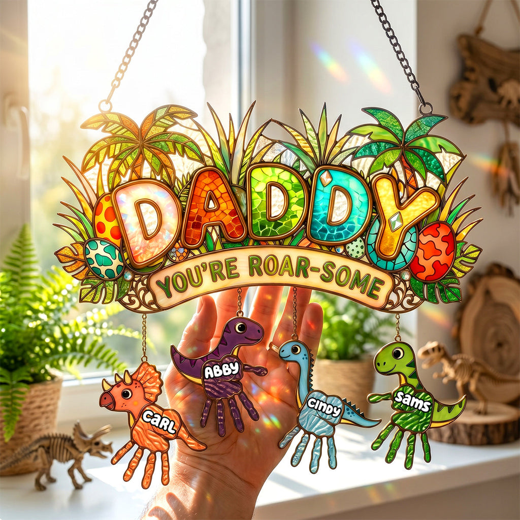 Tiny Roarsome Dino Kids Suncatcher Ornament - Personalized Gifts For Dad 01PADH290426