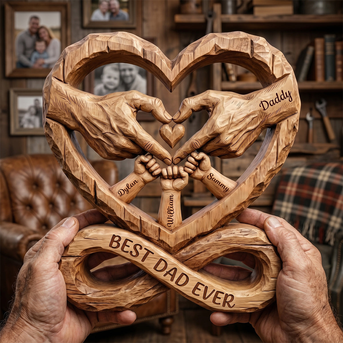 Dad Fist Bump Heart Plaque, Personalized Gifts For Dads 02QHDH140526
