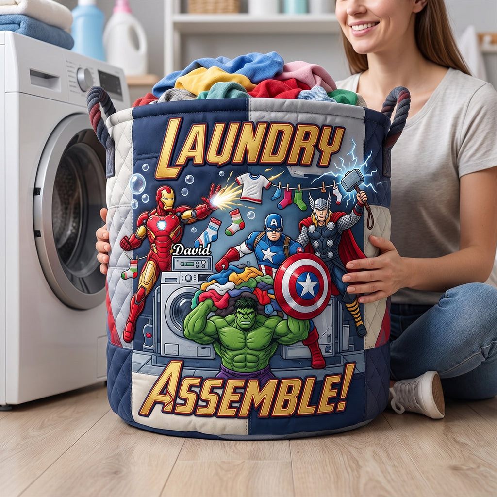 Hero Squad Quilted Laundry Basket - Personalized Gifts 06tydh090726
