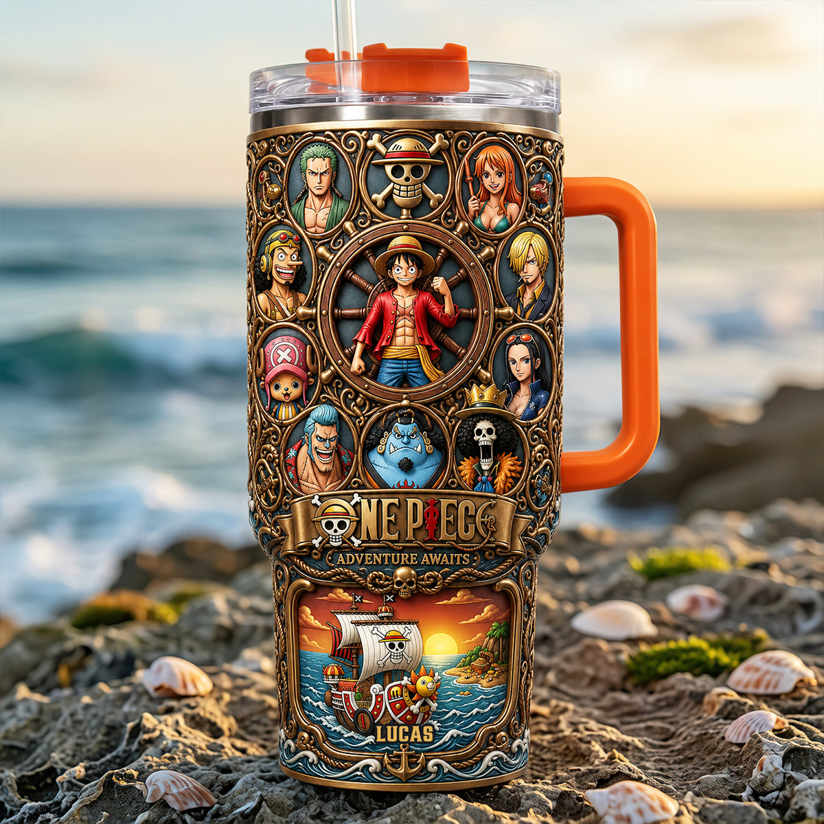 Adventure Awaits Tumbler With Handle - Personalized Gifts For Anime Lovers 05tydt070726