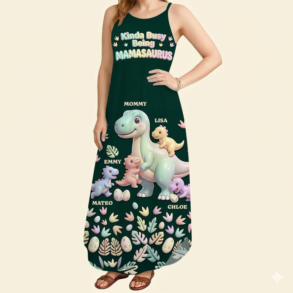 Dinosaur Mom Maxi Dress Personalized Mother's Day Gifts 01NADT300326