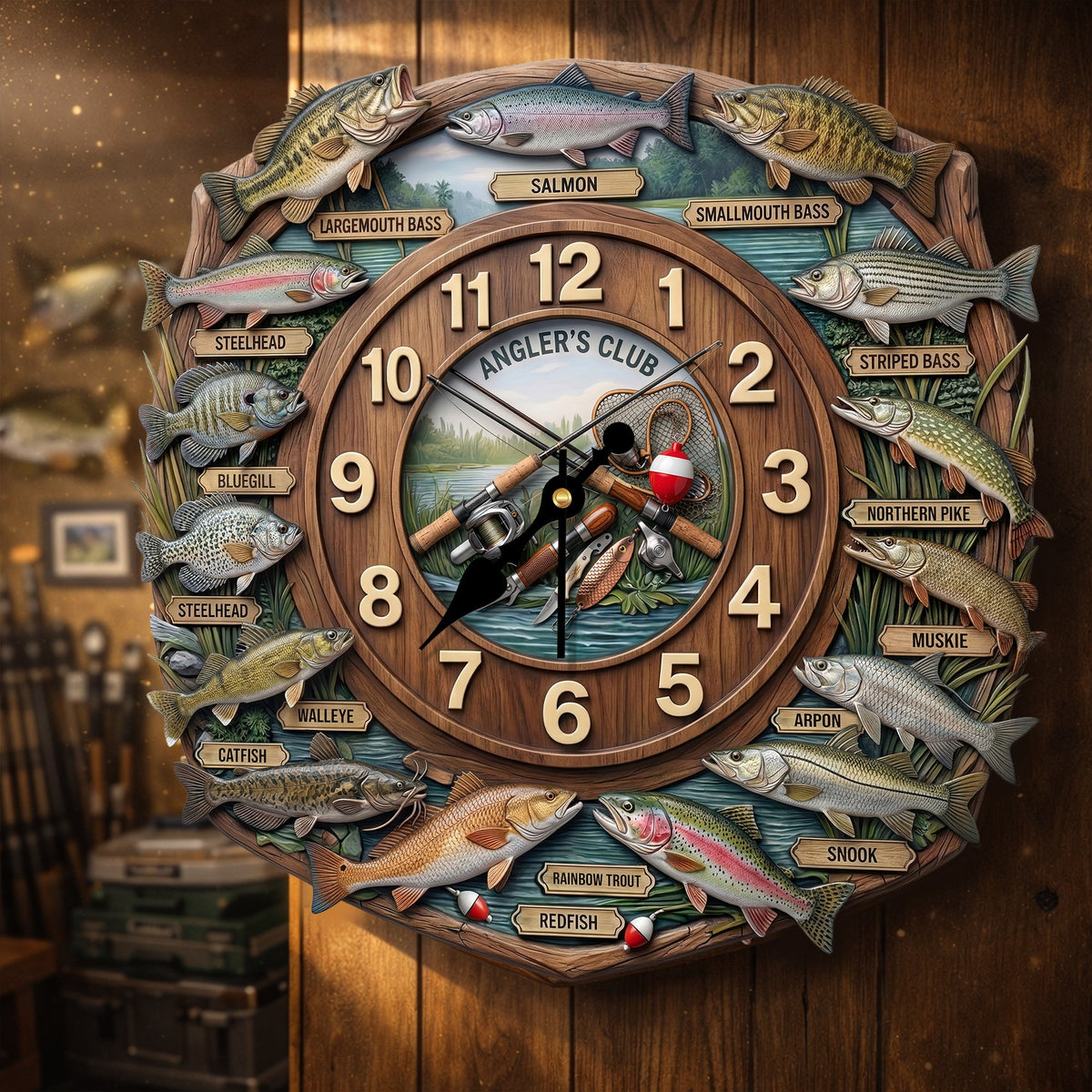 Fishing Lover Clock - Personalized Gifts For Fishing Lover Acrylic Hanging Wall Clock 01HULU250326