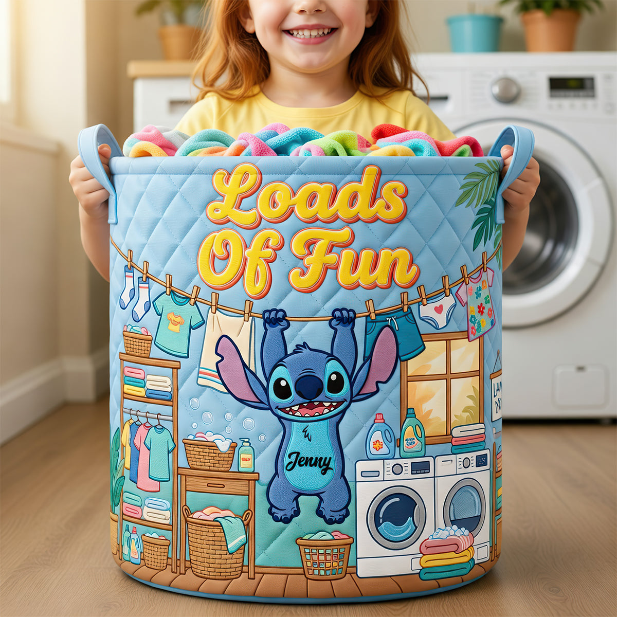 Loads Of Fun Quilted Laundry Basket - Personalized Gifts 04nadt090726