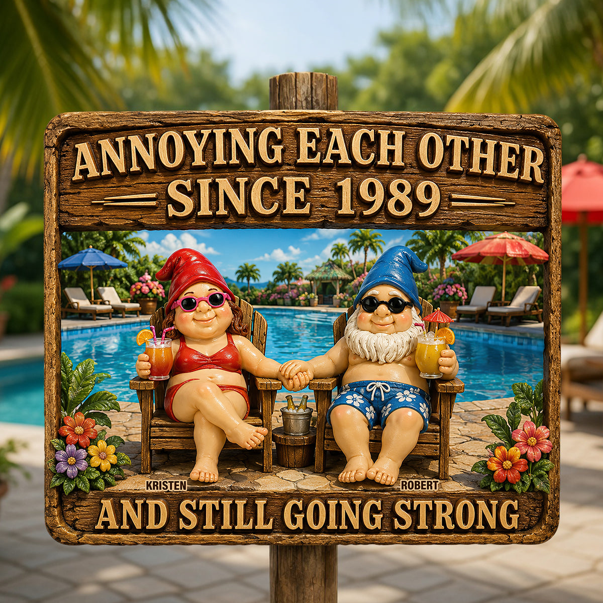 Relaxing Old Couple Metal Sign - Personalized Anniversary Gifts For Couples 02NADT170626