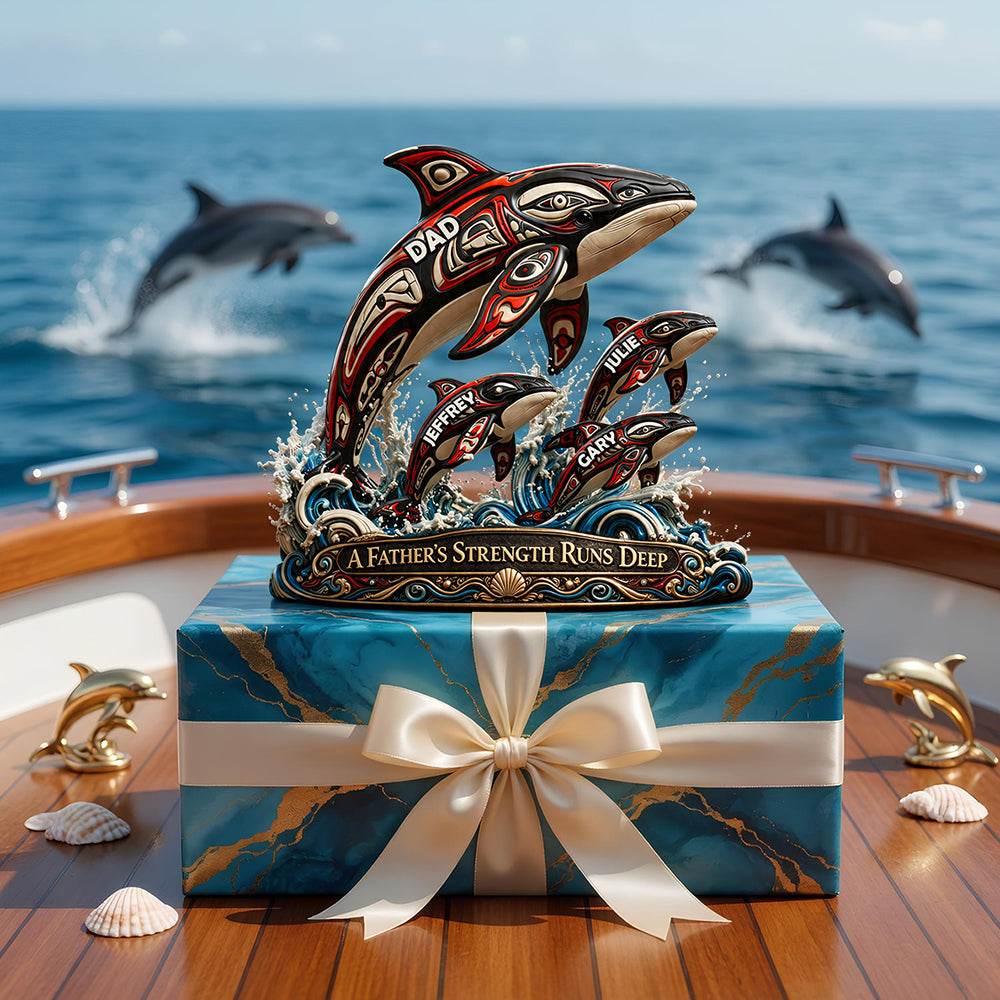 Dolphin Dad Indigenous Acrylic Plaque - Personalized Gifts For Dad 02TODT180426
