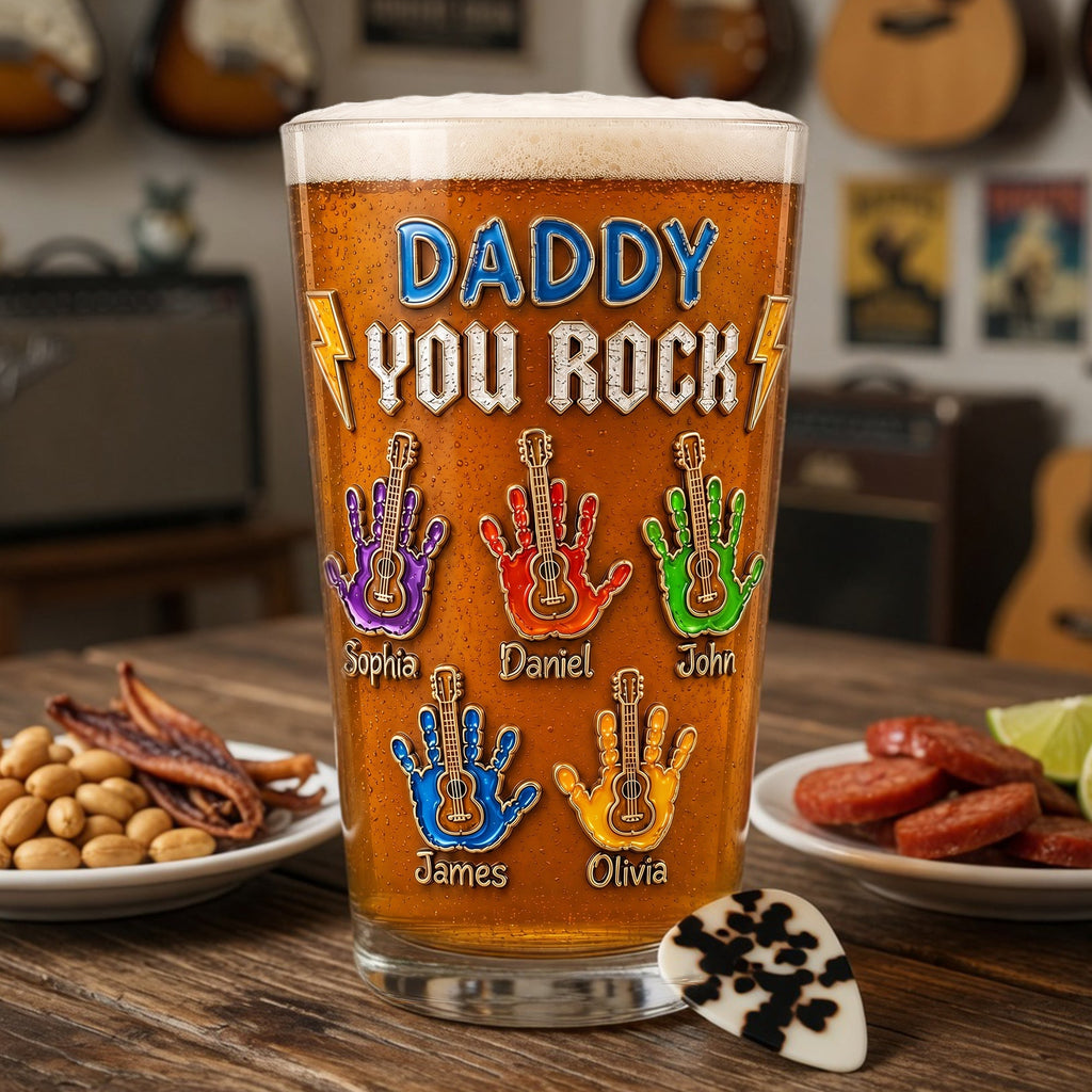 Daddy You Rock Beer Glass - Personalized Gifts For Dad 05palu130526