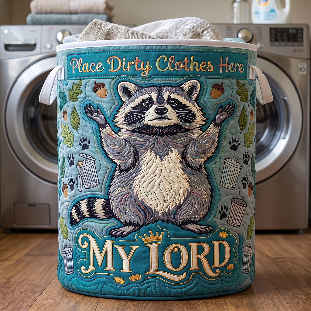 Adorable Raccoon Quilted Laundry Basket Personalized Gifts 03HUTN100726