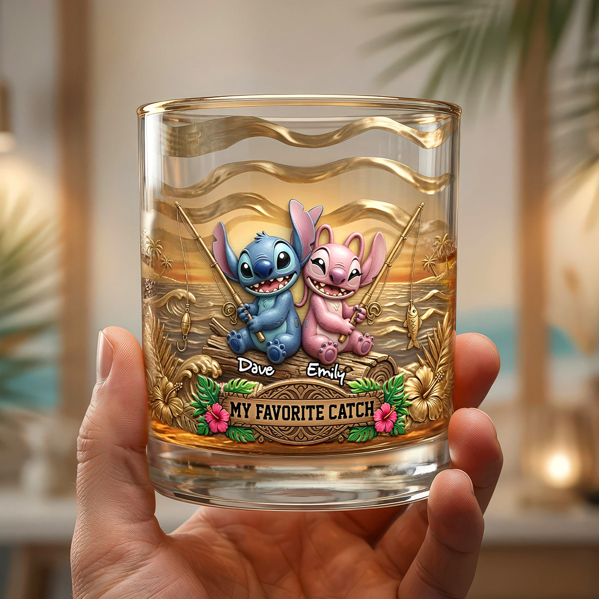My Favorite Catch Round Glass - Personalized Gifts For Couple 05tydh080626
