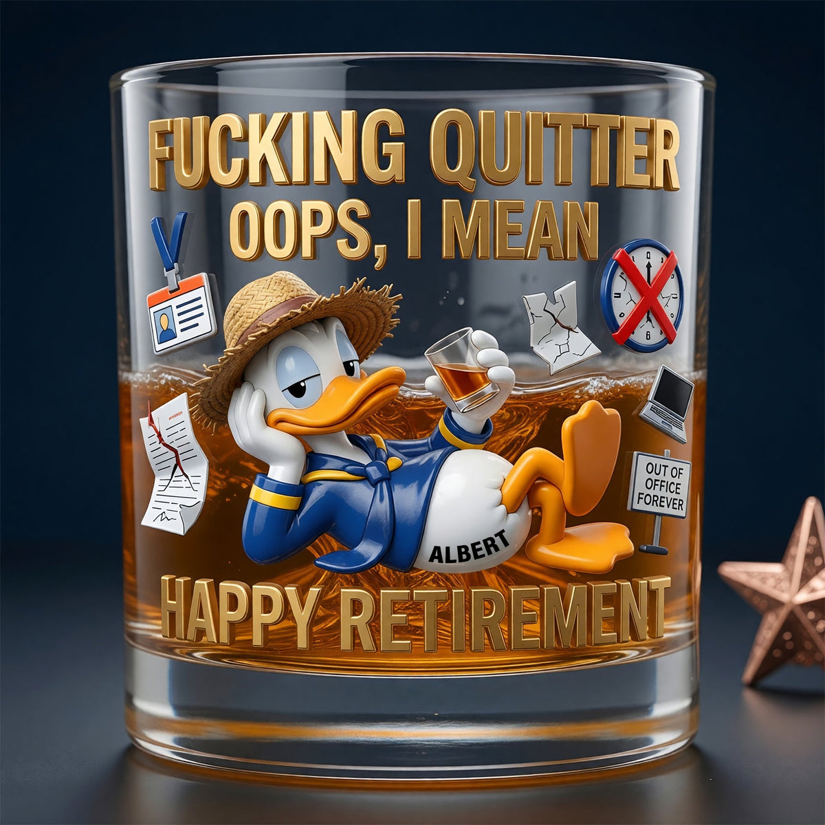 Happy Retirement Round Glass - Personalized Retirement Gifts 07tyqn100626