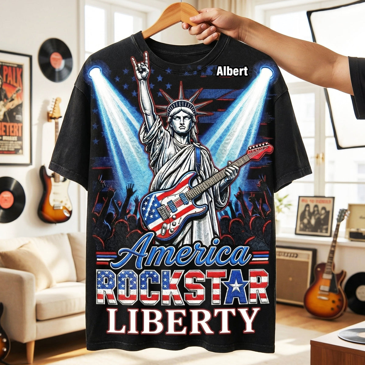 Patriotic Guitar Rockstar Shirt Personalized Gifts 03PAQN060426