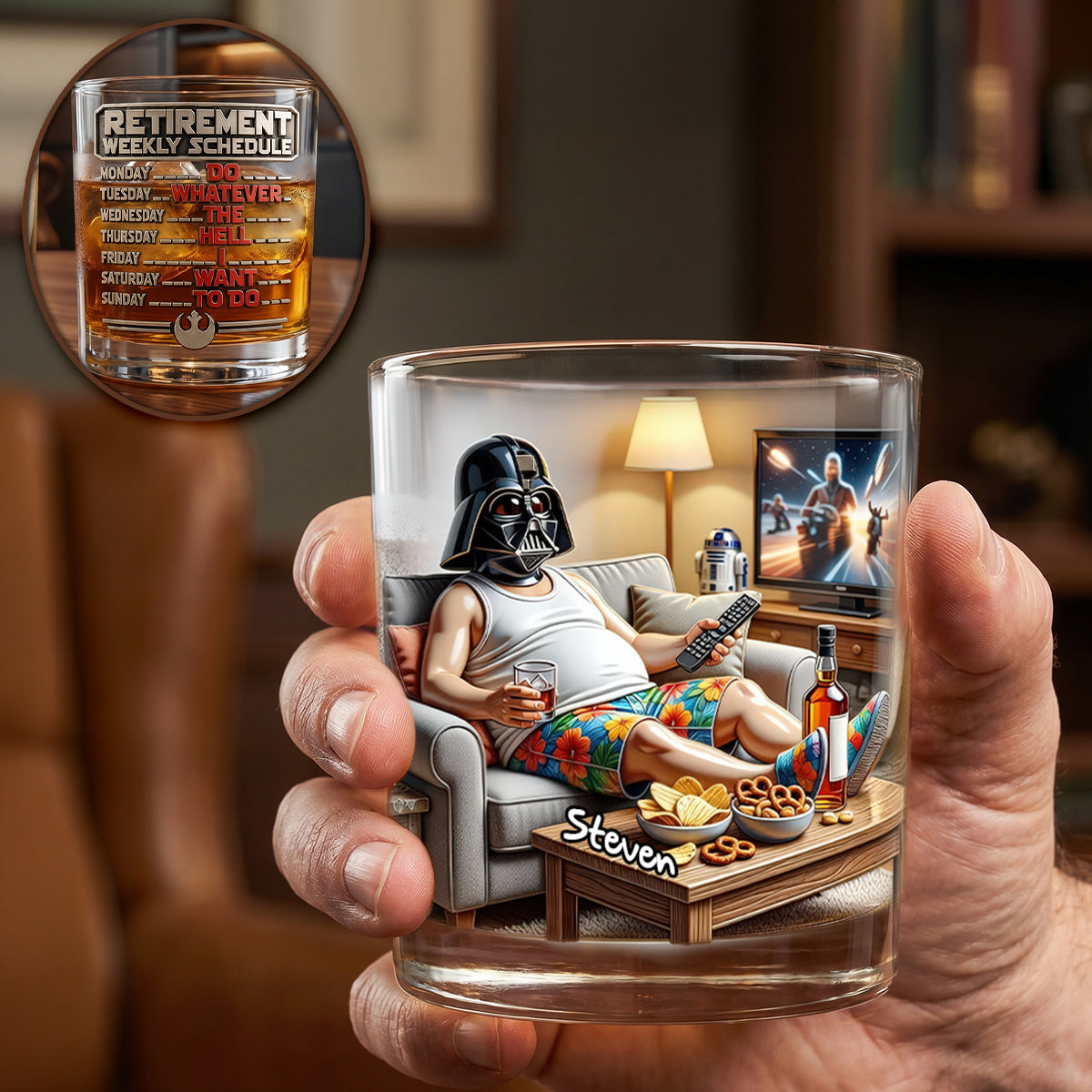 Retirement Weekly Schedule Round Glass - Personalized Retirement Gifts 04TODH110626