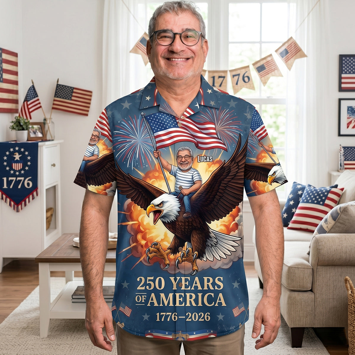 Custom Photo Free Ride With American Eagle Hawaiian Shirt, Personalized Gifts For Patriots 04qhtn300526