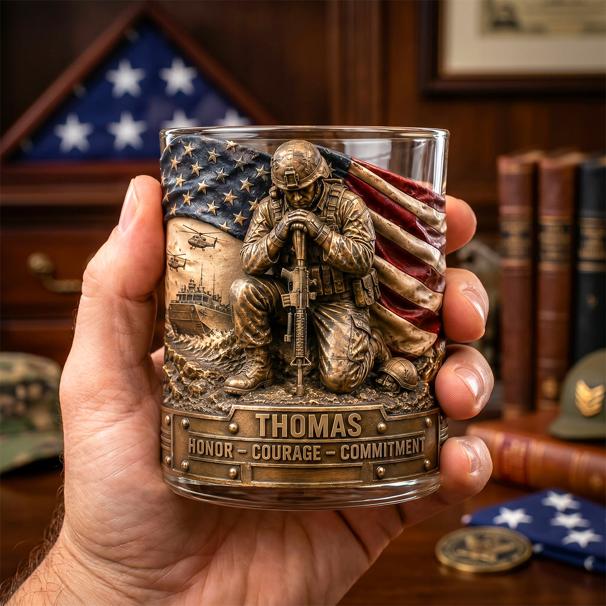 Freedom & Honor Round Glass Personalized Gifts For Veteran 03TODH270526
