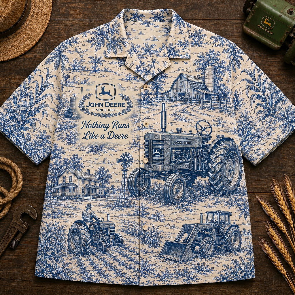 Farm Life Toile de Jouy Hawaiian Shirt - Personalized Gifts For Farmer 03NALU170626