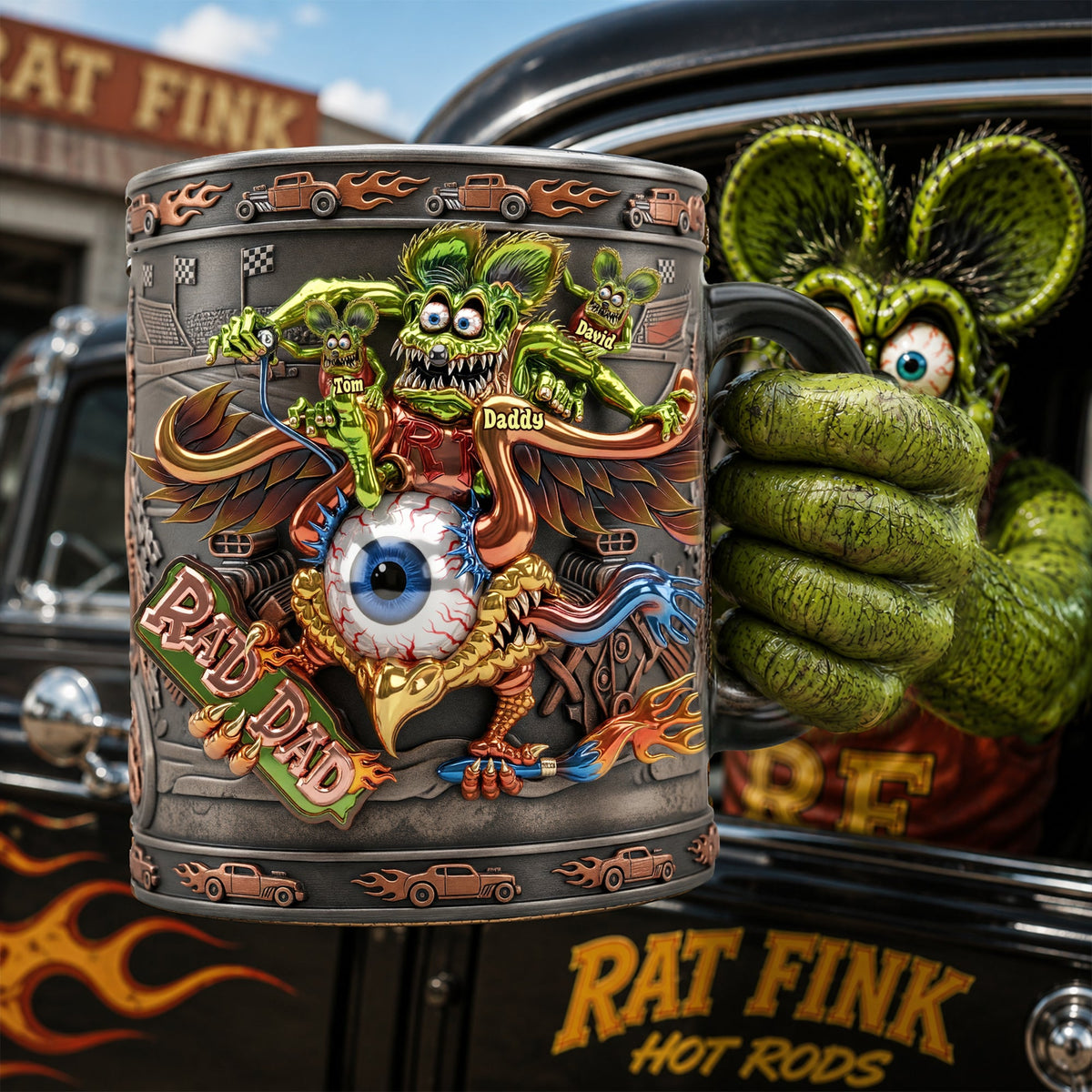 Hot Rod Rad Dad Magic Mug - Personalized Gifts For Dads 04qhlu180526