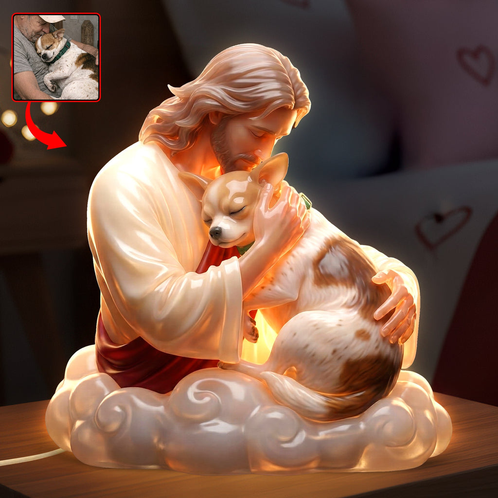 Peaceful Dog In Jesus Arm Light Box - Custom Photo Gifts For Pet Owners 03qhqn270326