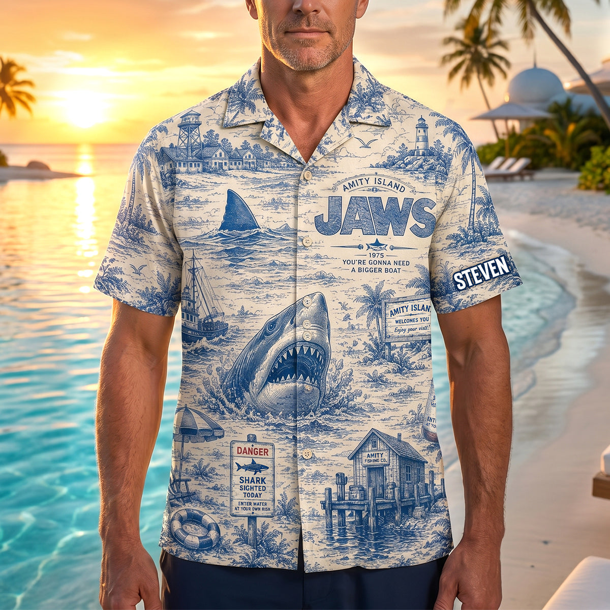Toile De Jouy Hawaiian Shirt - Personalized Gifts 05nadh170626
