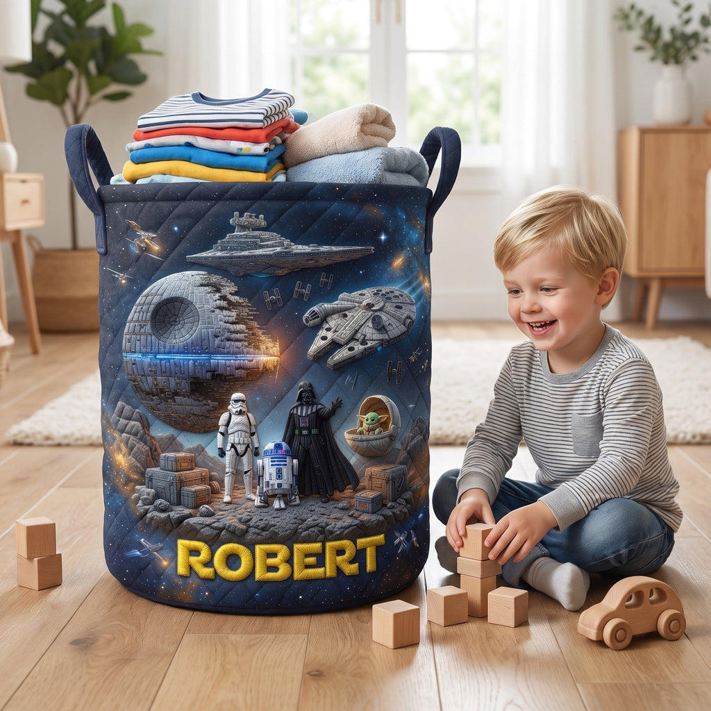 Space Quilted Laundry Basket - Personalized Gifts For Space Lovers 01OHQN130726