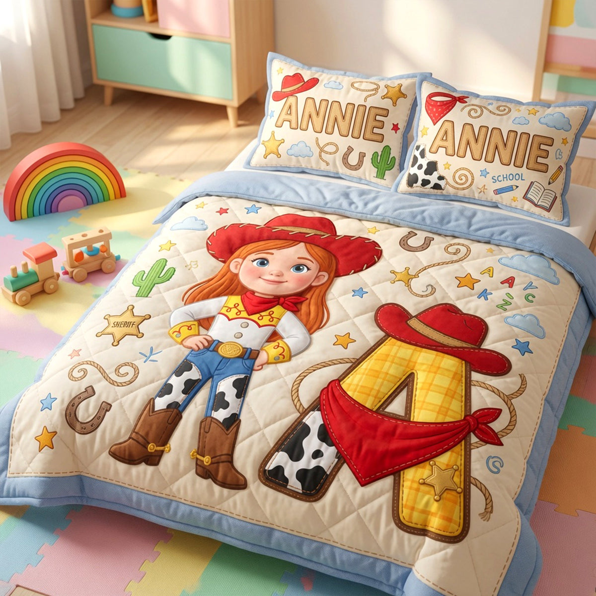 Custom Photo Cowboy CowGirl Quilt Bed Set - Personalized Gifts For Kid 04naqn020726