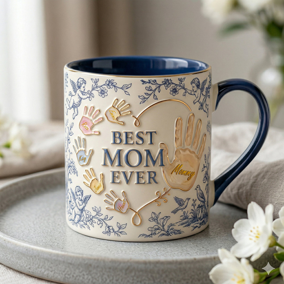 Best Mom Ever - Toile De Jouy Accent Mug - Personalized Gifts For Mothers 02palu080426