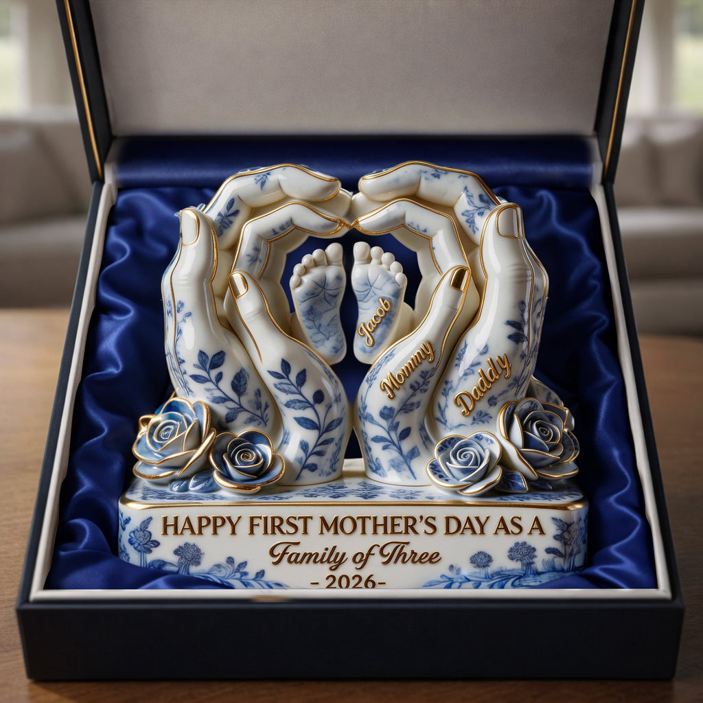 Toile De Jouy Family First Mother's Day Plaque - Personalized Gifts For Moms 02QHLU130326
