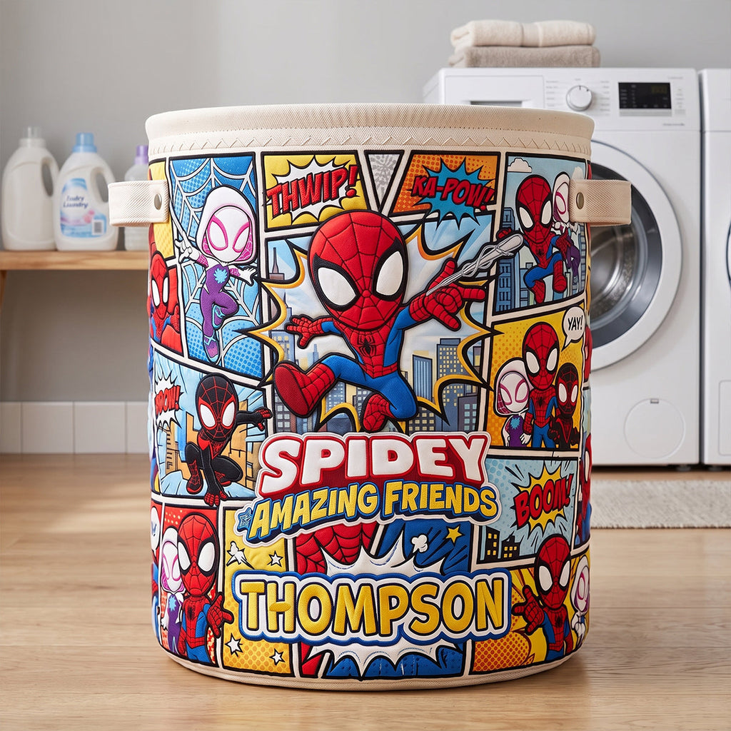 Comic Hero Quilted Laundry Basket - Personalize Gifts 02patn010726