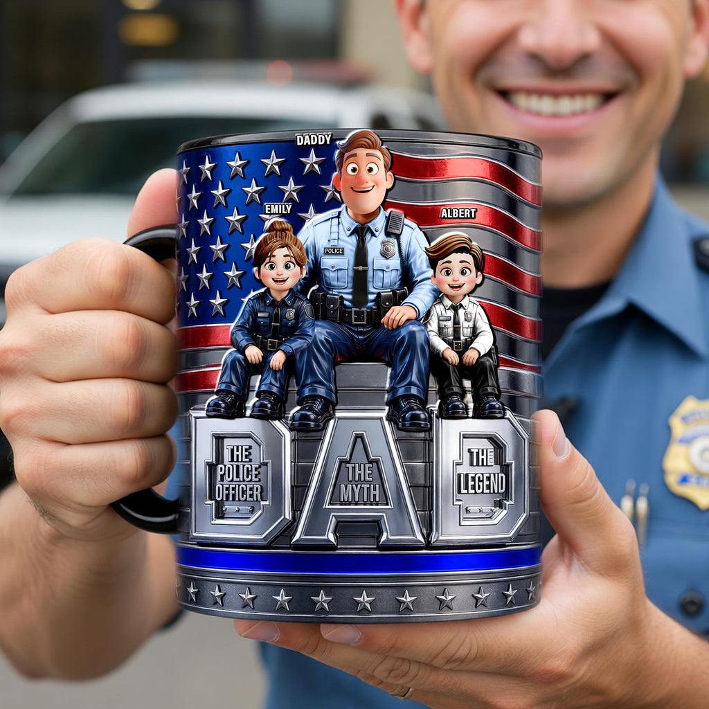 American Police Dad Magic Mug - Personalized Gifts For Police Officer, Sheriff, Captain Dad 05qhqn220526