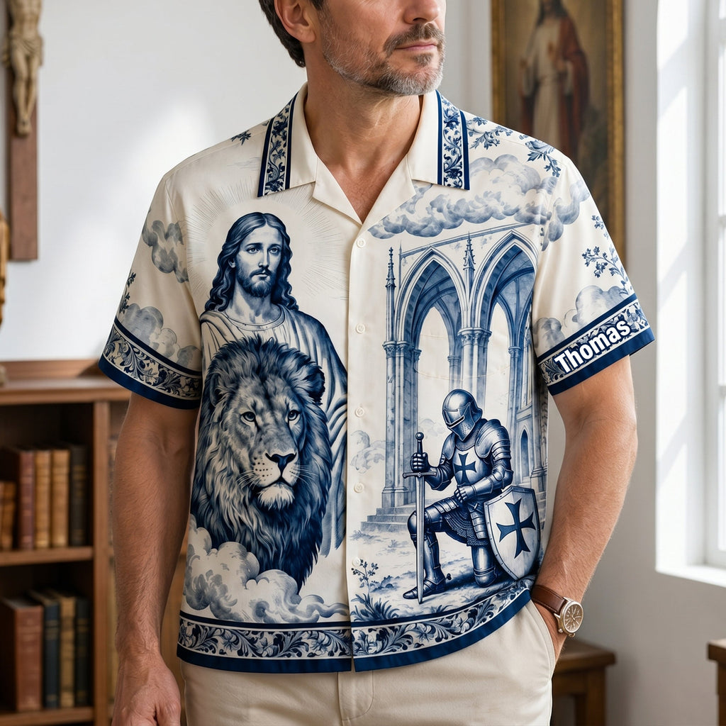 Faithful Knight Toile de Jouy Hawaiian Shirt - Personalized Gifts For Christian 02HULU170626