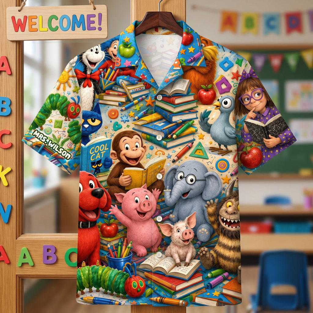 Back to School Book Character Hawaiian Shirt - Personalized Gifts For Teachers 04naqn010726