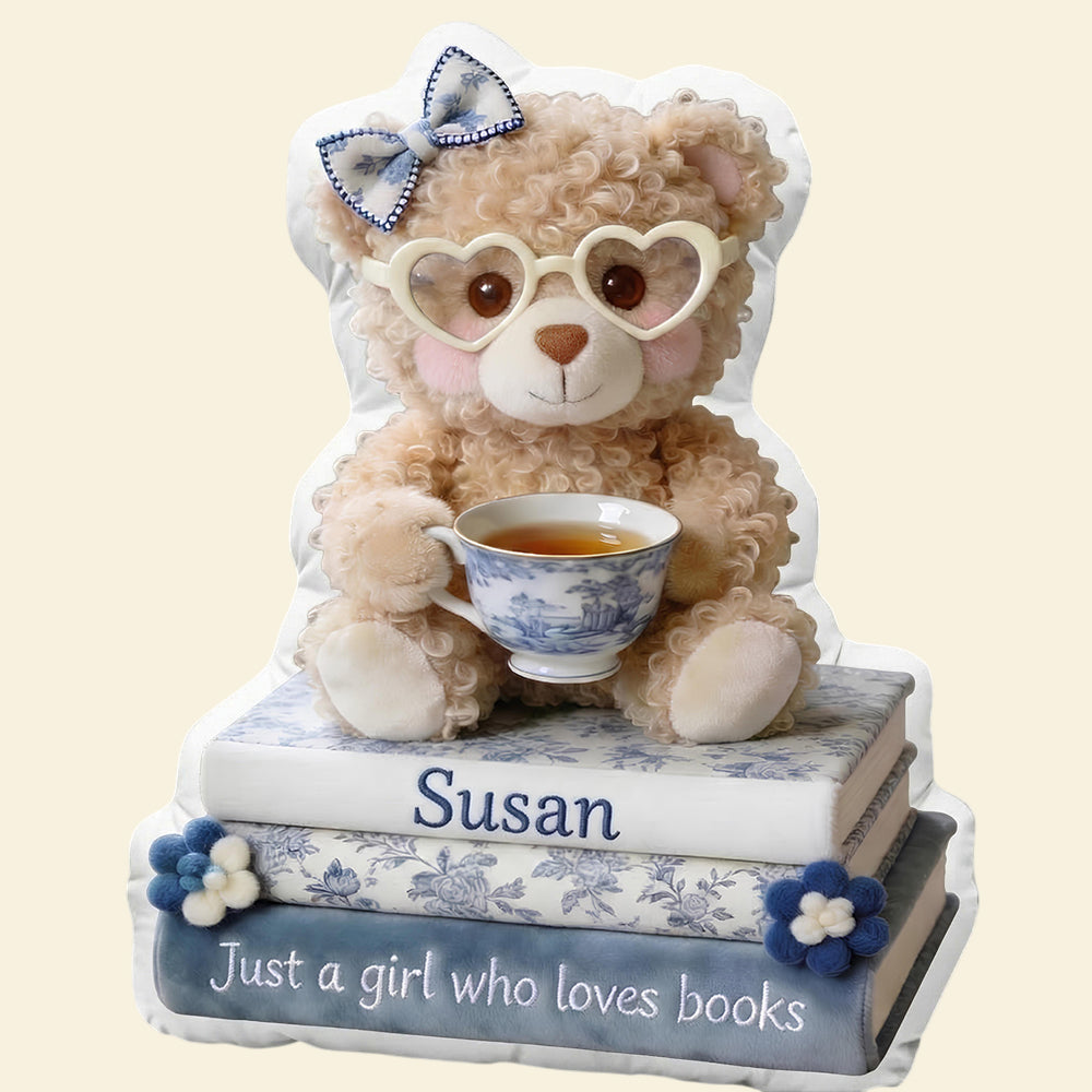 Book Girl Toile de Jouy Pillow Personalized Gifts For Book Lovers 05PGDT170326