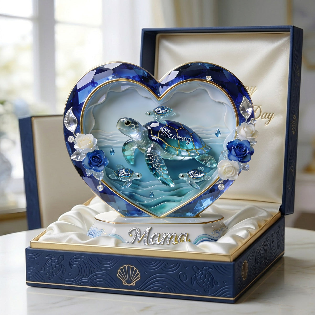 Sea Theme Turtle Mom And Kids Acrylic Plaque - Personalized Gifts For Mother's Day Plaque 04PGLU080426